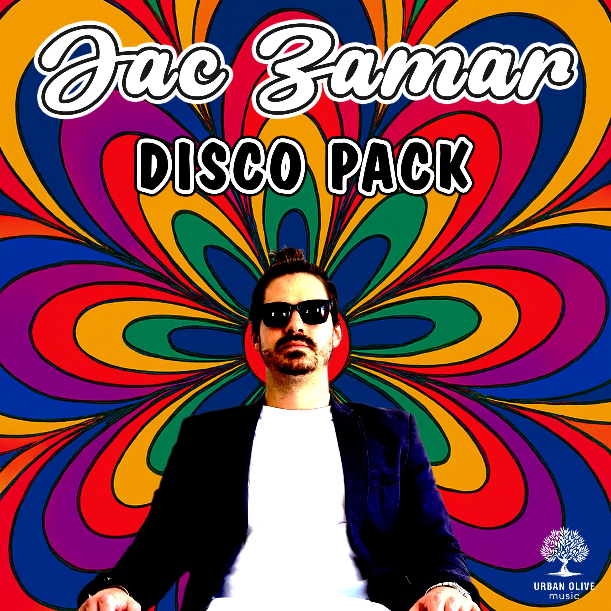 Disco Pack — single artwork: retro psychedelic sunburst design with Jac Zamar at the centre